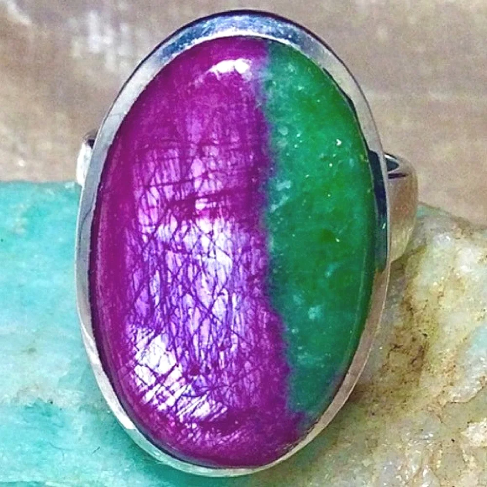 Ruby Fuchsite Spectacular Sterling Silver 925 Ring by Starborn - Picture 3 of 14